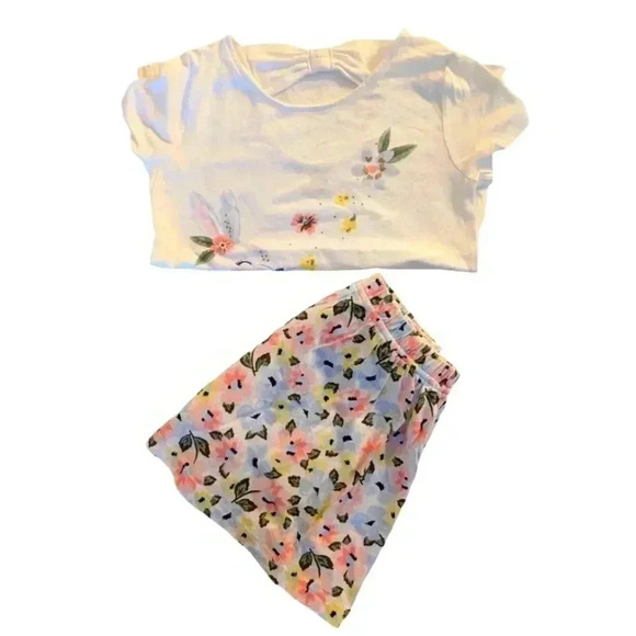Carter's 2-Piece Bunny Tee & Floral Skort Set Girls Sz 5T - Picture 2 of 11